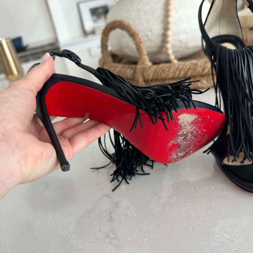 Christian Louboutin Fringed Casanovella T-Strap